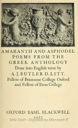 Amaranth and Asphodel Poems from the Greek Antology