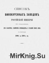 Список винокуренных заводов Российской империи с указанием их характера, размеров производства и условий сбыта вина за периоды 1886/7 и 1887/8 гг.